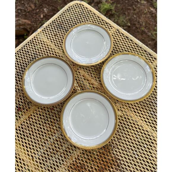 Vtg Noritake Salad Plates Manor Gold 8 3/8 inch Contemporary Fine China Set/4 - Picture 1 of 9